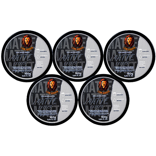 KIT 5x Cera Modeladora Matte Effect Leon Barber Efeito Molhado Fixação Extraforte 160g