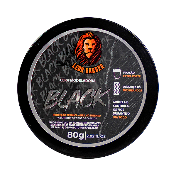 Cera Modeladora Black 80g Leon Barber Fixação Extra Forte disfarça fios brancos