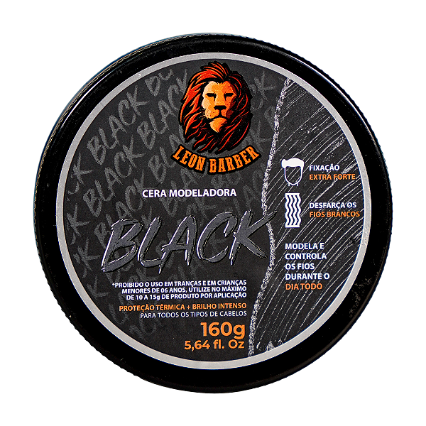 Cera Modeladora Black 160g Leon Barber Fixação Extra Forte disfarça fios brancos