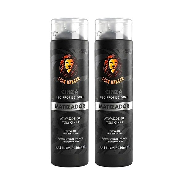 KIT 2x Matizador para cabelo Cinza Ativador Tom Cinza 250ml Leon Barber