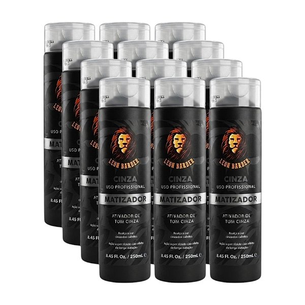 KIT 12x Matizador para cabelo Cinza Ativador Tom Cinza 250ml Leon Barber