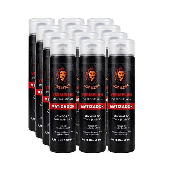 KIT 12x Matizador para cabelo Vermelho Ativador Tom Vermelho 250ml Leon Barber