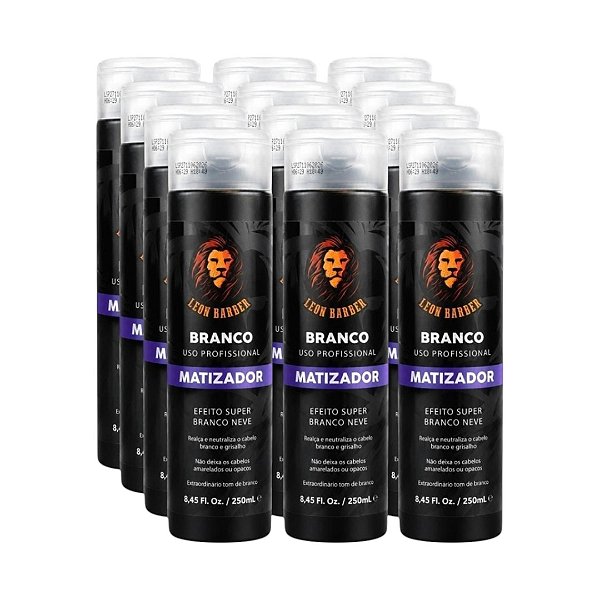 KIT Matizador para cabelo e barba Super Branco Nevou 250ml Leon Barber (12 unidades)