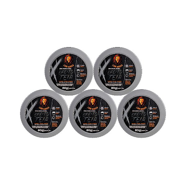 Kit 5x Cera Modeladora Teia 80g Leon Barber Fixação Extra Forte Textura fibrosa natural