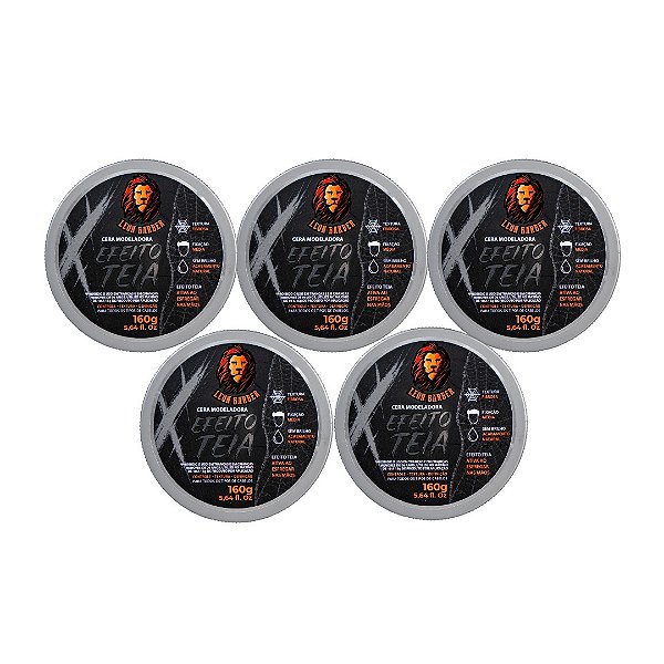 Kit 5x Cera Modeladora Teia 160g Leon Barber Fixação Extra Forte Textura fibrosa natural