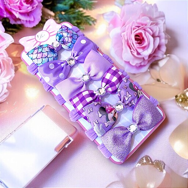Kit 6 laços de bebê Lacinhos de Bebe  Faixinha cabelo infantil Baby Purple
