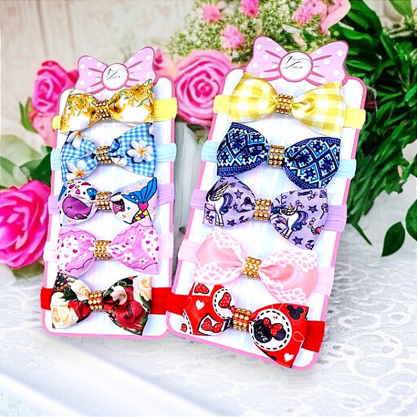 Kit 10 laços de bebê Lacinhos de Bebe Faixinha cabelo infantil Floral