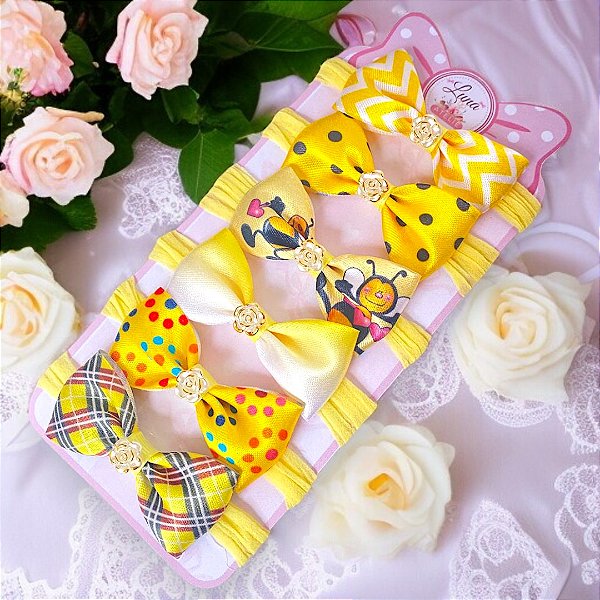 Kit 6 Mini Lacinhos de Bebê Faixinha Maternidade Tiarinha RN