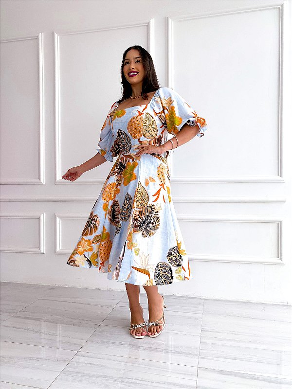 Vestido Heloisa - Estampado Azul
