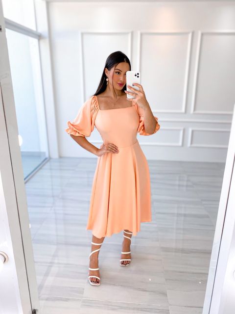 Vestido Heloisa - Salmão