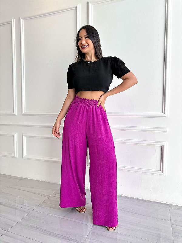 Calça Pantalona Nina - Fúcsia