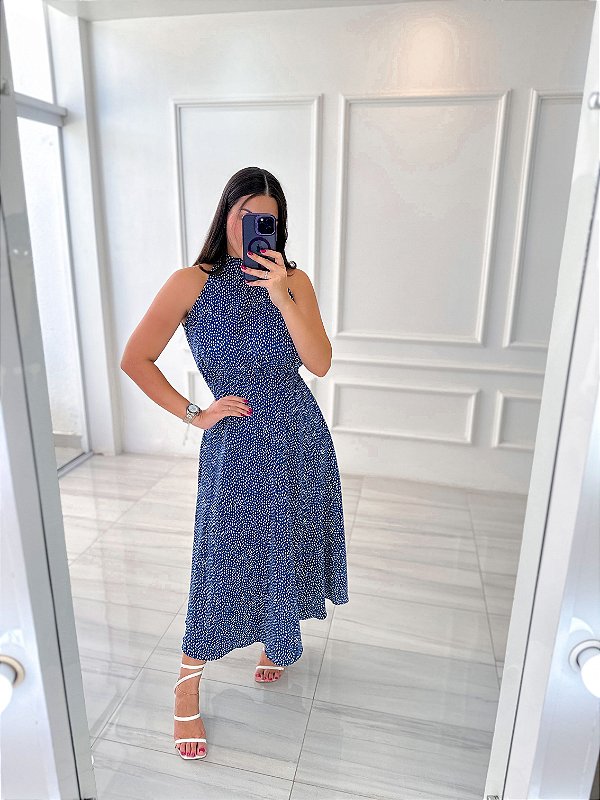 Vestido Pérola - Azul Poá