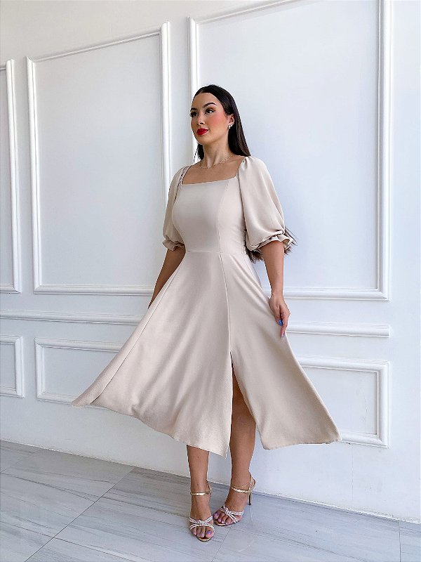 Vestido Heloisa - Amêndoa