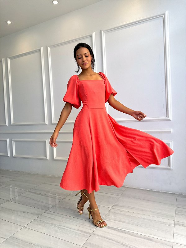 Vestido Heloisa - Coral