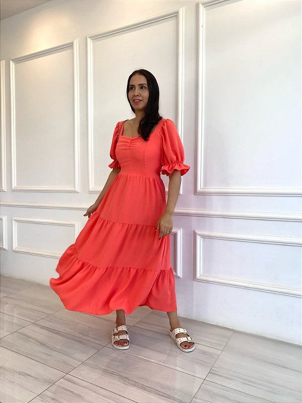 Vestido Tereza - Coral