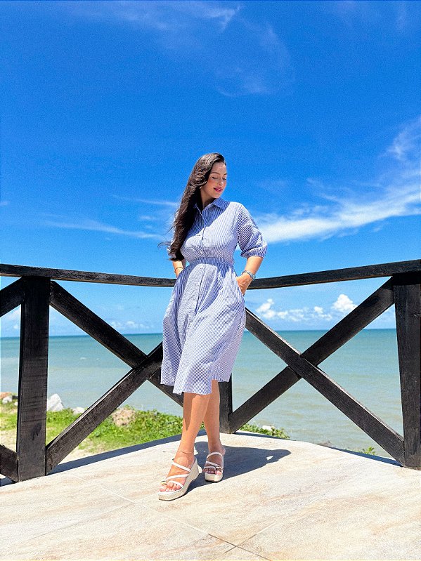 Vestido Melissa - Marinho e Branco