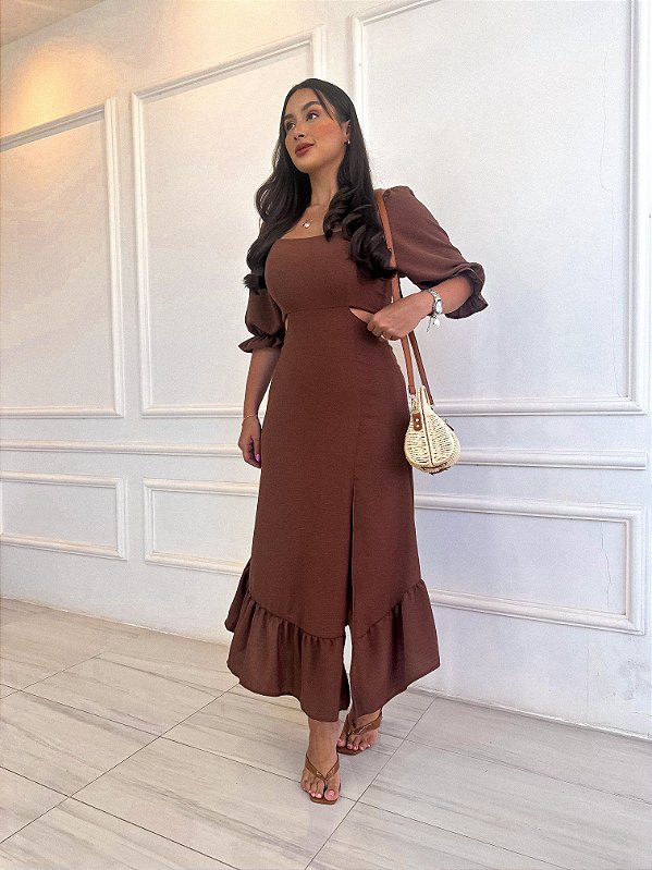 Vestido Beatriz - Marrom