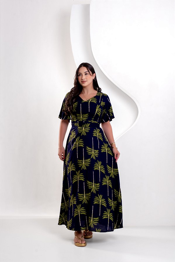 Vestido Catarina - Estampado Marinho