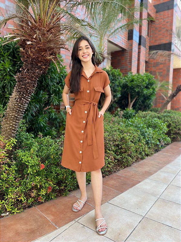 Vestido Chemise Morgana - Marrom Caramelo