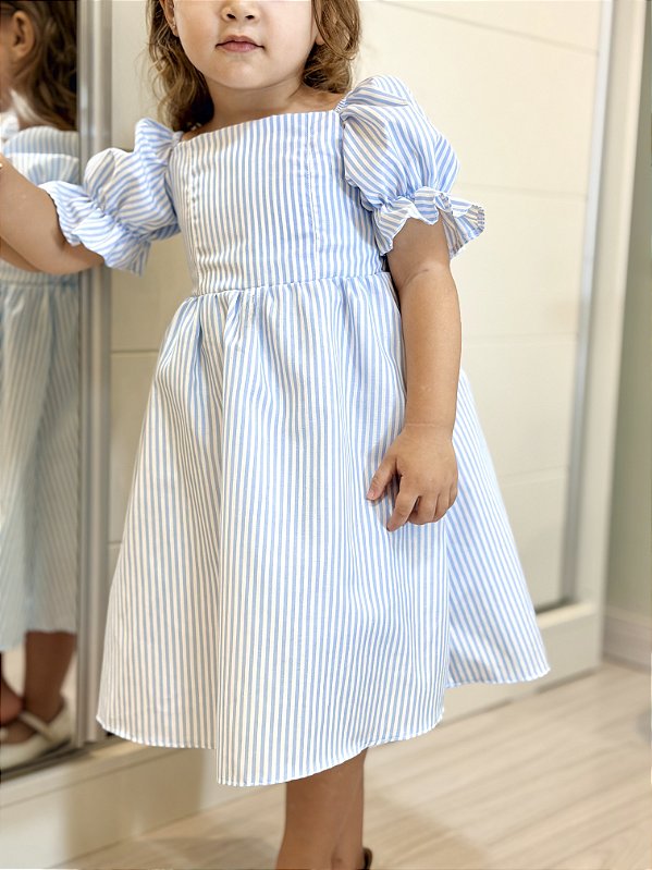 Vestido Helô - Branco e Azul