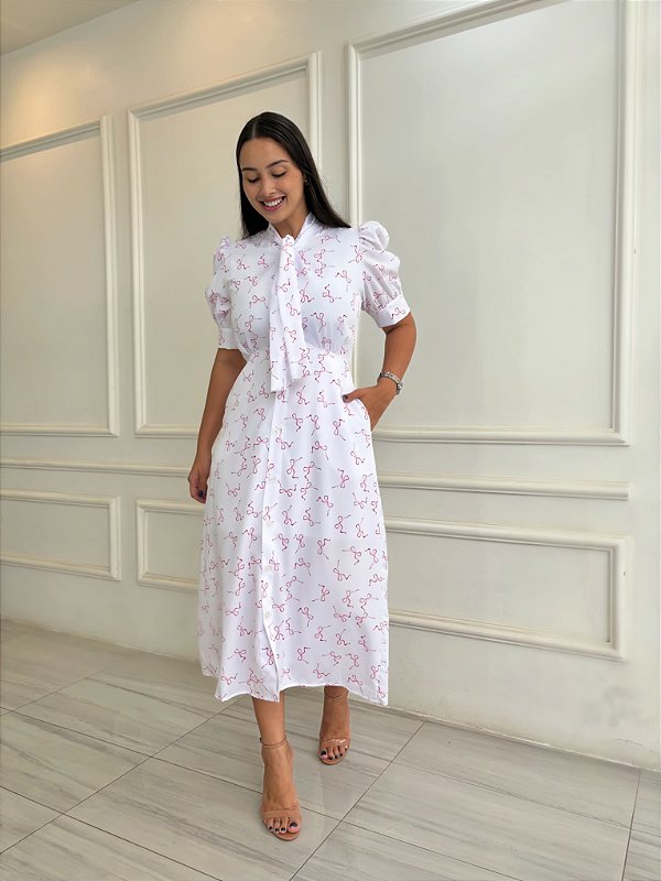 Vestido Chemise Sofia - Estamp. Laço