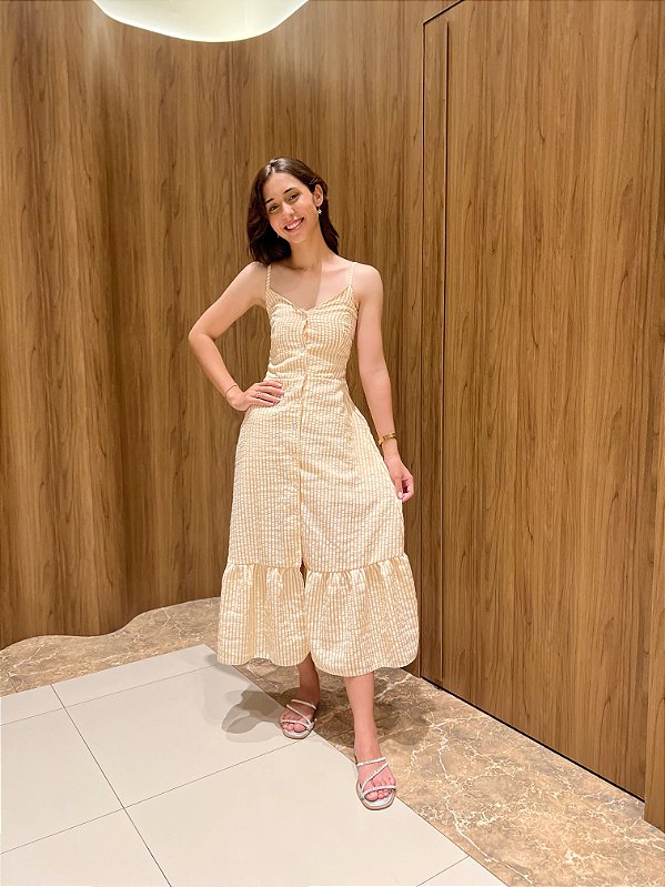 Vestido Júlia - Listrado Bege