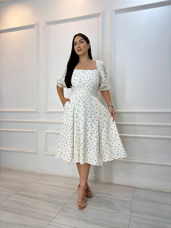 Vestido Heloisa - Poá Off
