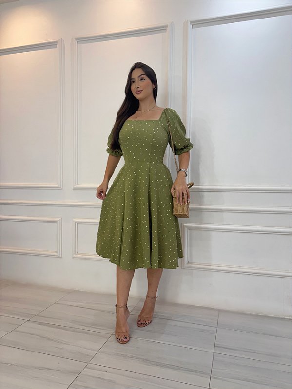 Vestido Heloisa - Oliva Poá
