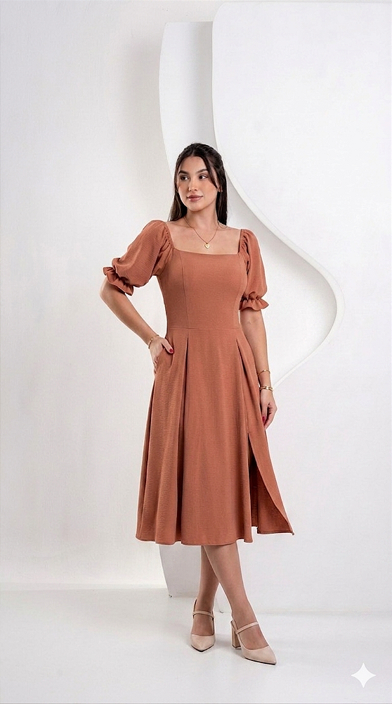Vestido Heloisa - Bege Escuro