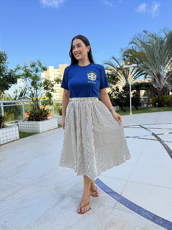 Saia Maria -Listrado Marinho