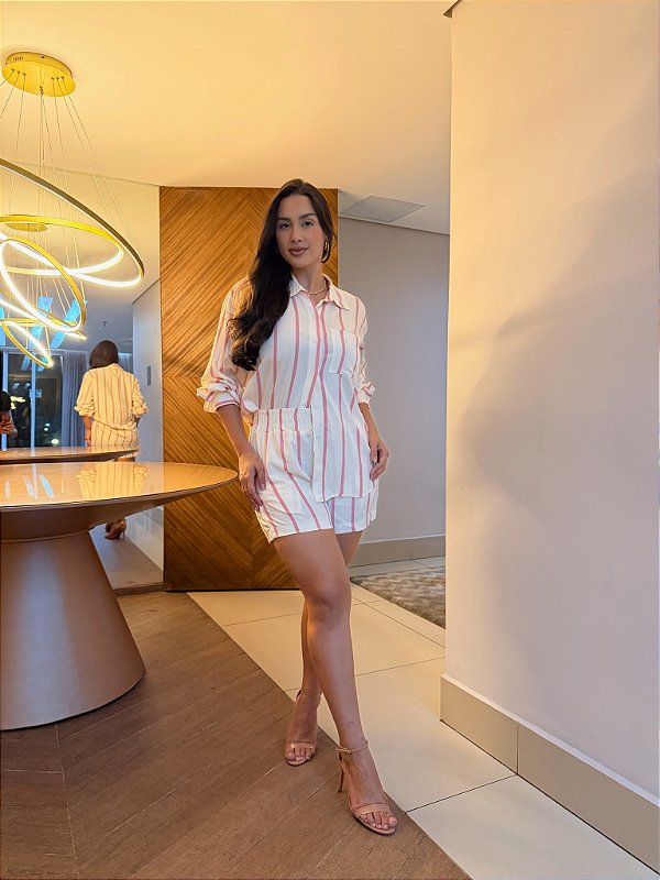 Conjunto Caroline - Listrado Rosa