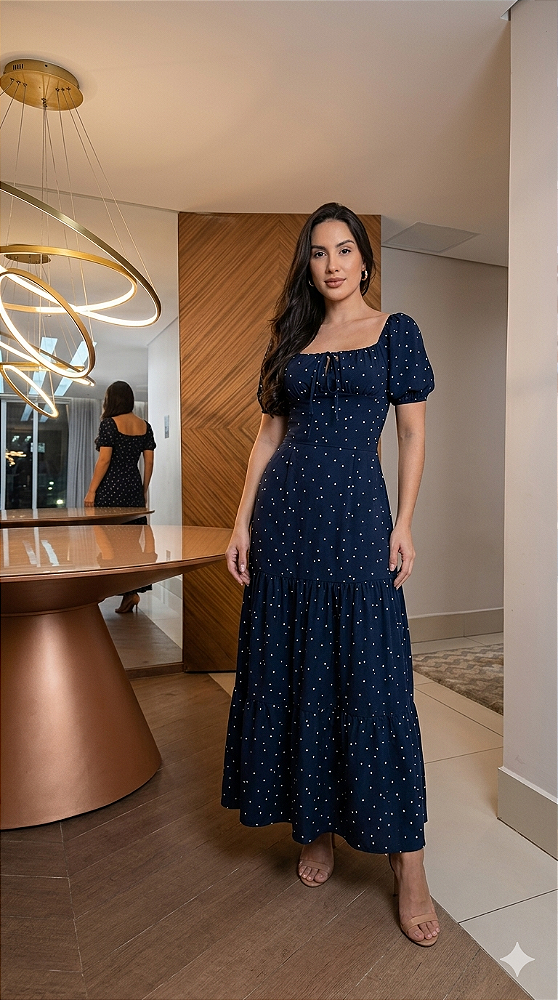 Vestido Alessandra - Poá Marinho