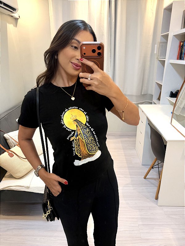 T-shirt Aparecida - Estamp. Preto