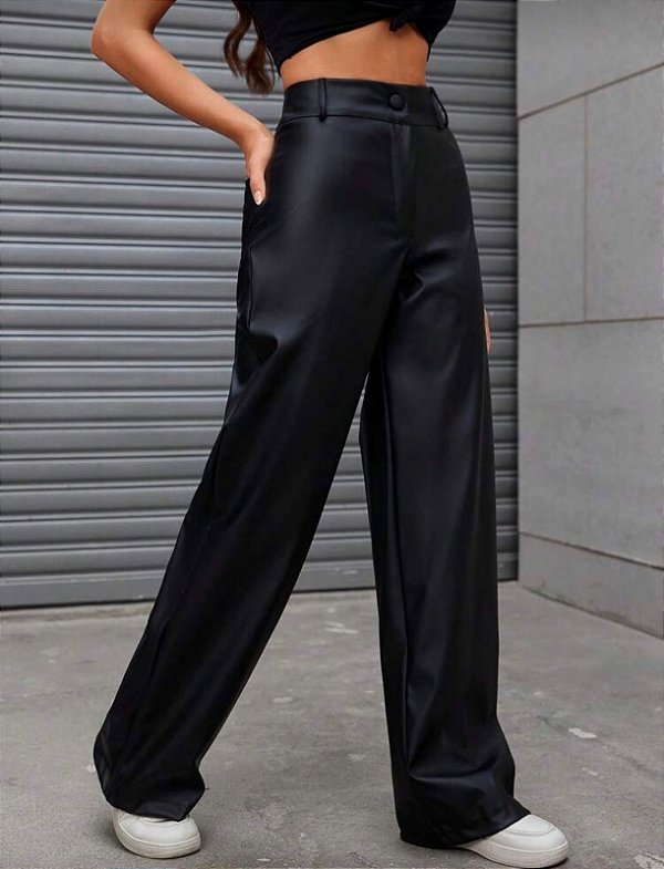 CALÇA FLARE COURO