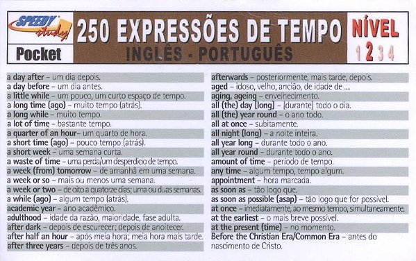 250 Expressões De Tempo 2 - Inglês/Português
