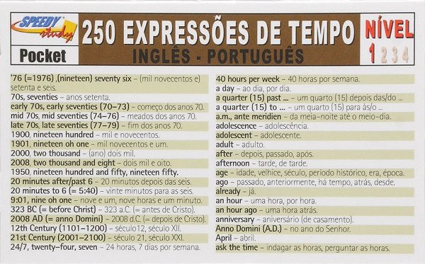 250 Expressões De Tempo 1 - Inglês/Português