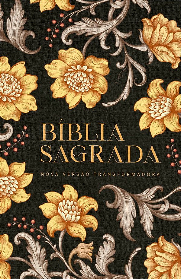 Bíblia NVT Flores Douradas Slim - Letra Maior Nova Versão Transformadora