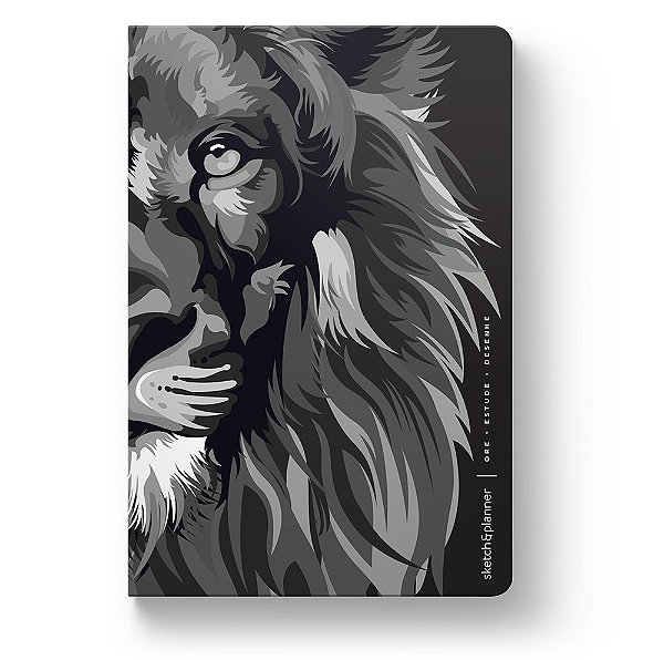 Sketch & Planner - Lion Colors Black & White Ore, Estude, Desenhe