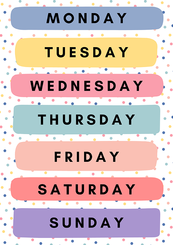 Placa Dias da Semana - Days of Week