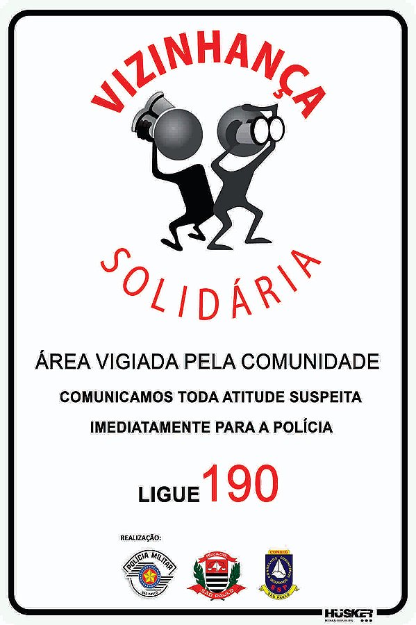 Placa Vizinhança Solidária
