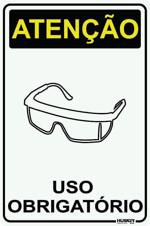 Placa Atenção uso Obrigatório de Óculos
