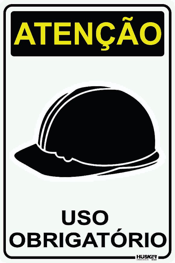 Placa Atenção uso Obrigatório de Capacete