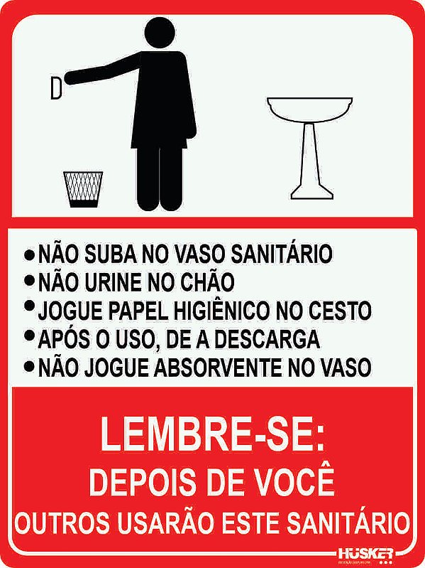 Placa Lembrete Sanitário Feminino