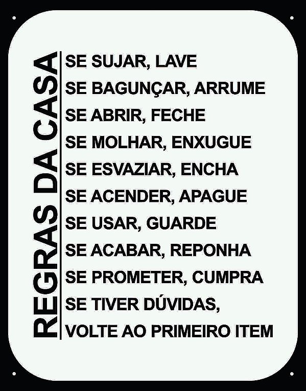 Placa Regras da Casa