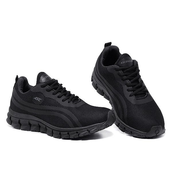 Tênis Unissex Esportivo Black Caminhada Tamanho Especial