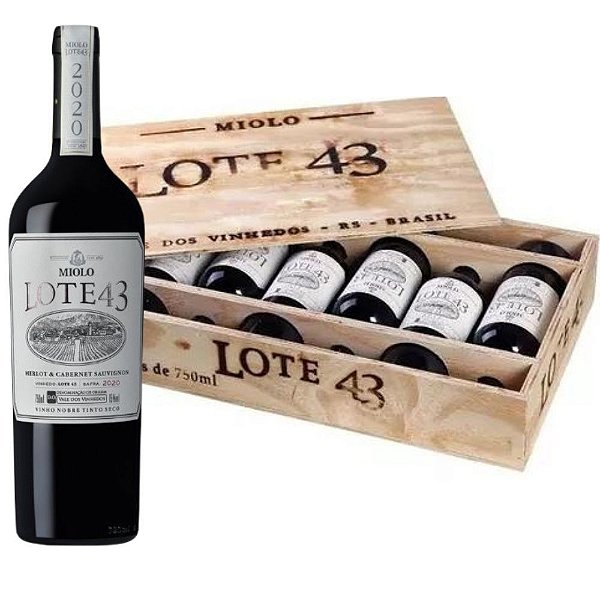 Vinho Tinto Brasileiro Miolo Lote 43 6 Garrafas 750ml + Caixa Madeira