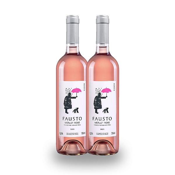 Combo Vinho Rosé Brasileiro Fausto Pizzato Merlot 2 Garrafas750ml