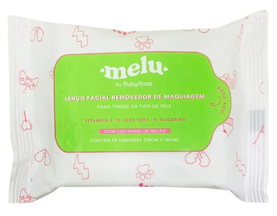 Lenço facial removedor de maquiagem melu by Ruby Rose cheirinho de melão