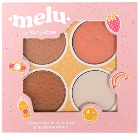 Quarteto de Blushes e Iluminadores Melu by Ruby Rose
