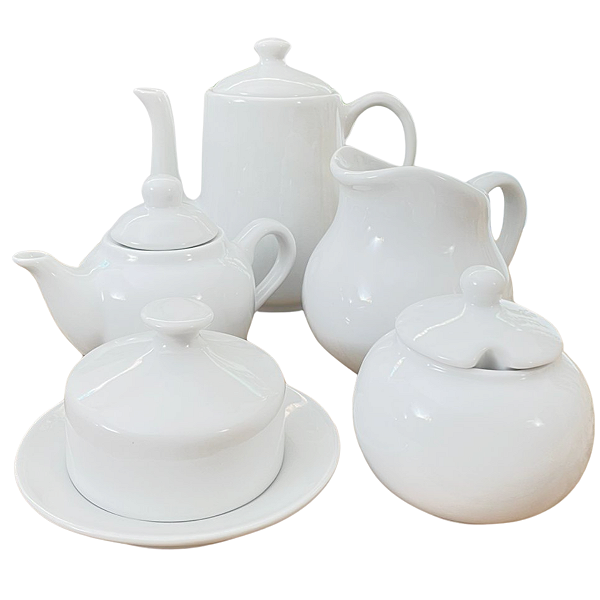 Jogo Café Chá Mesa Posta 5 pçs - Porcelana Branca legítima